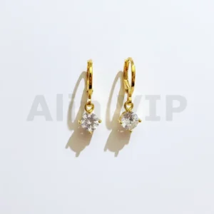 Anting hoop solitaire wanita permata zircon gold lapis emas simpel elegan daily wear ATW002