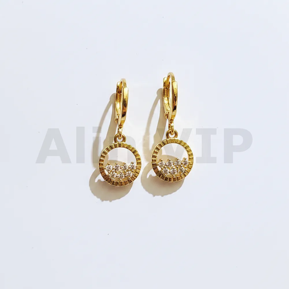 Anting juntai wanita lingkaran permata zircon gold lapis emas simpel elegan ATW006
