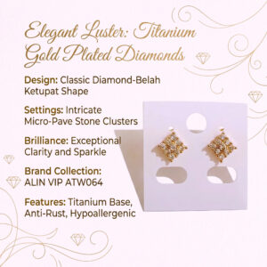 anting tusuk titanium gold belah ketupat permata zircon alin vip atw064