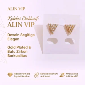 anting tusuk titanium gold segitiga permata zircon alin vip atw068