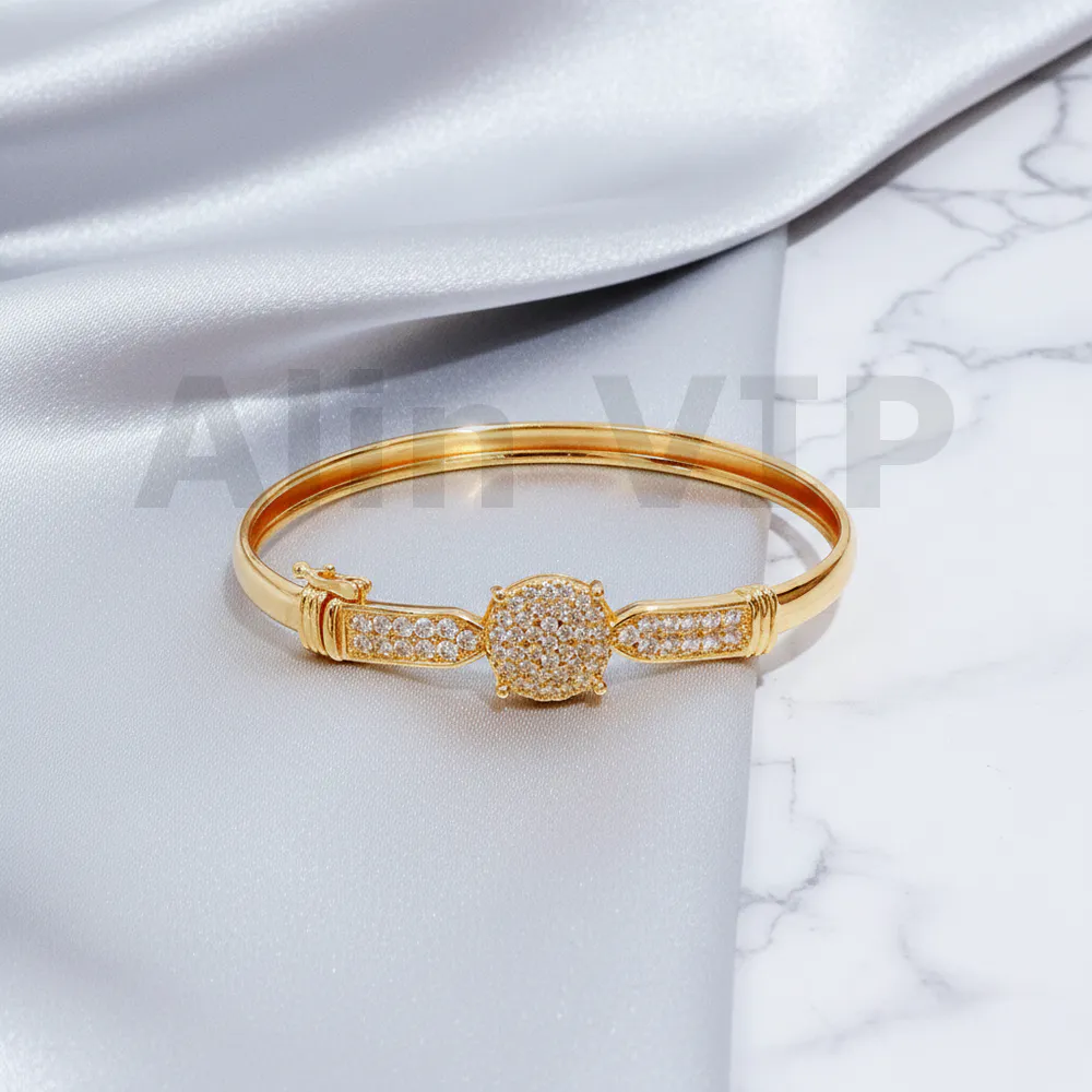 Gelang Bangle Gold Bulat Cakar Baris Permata Alin VIP GLB046 realpict