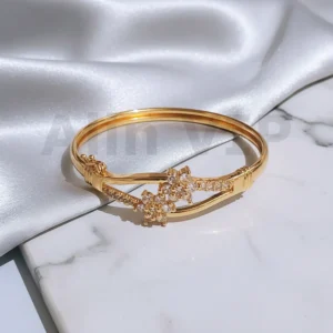 Gelang Bangle Gold Bunga Dua Permata Alin VIP GLB037 realpict
