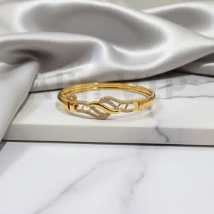 Gelang Bangle Gold Daun Silang Permata Alin VIP GLB036 realpict