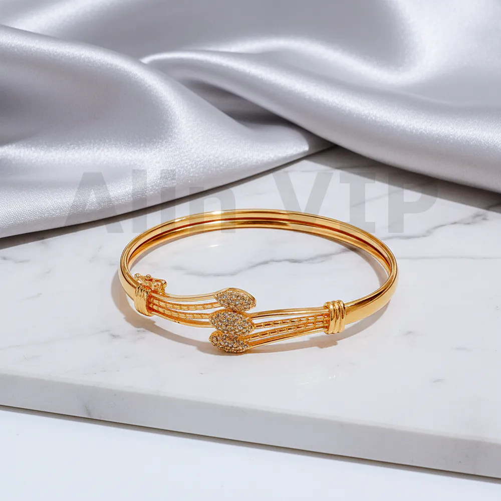 Gelang Bangle Gold Daun Tiga Permata Alin VIP GLB027 realpict