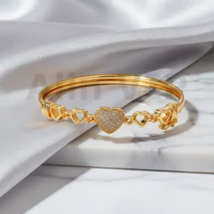 Gelang Bangle Gold Deret Hati Permata Alin VIP GLB015 realpict
