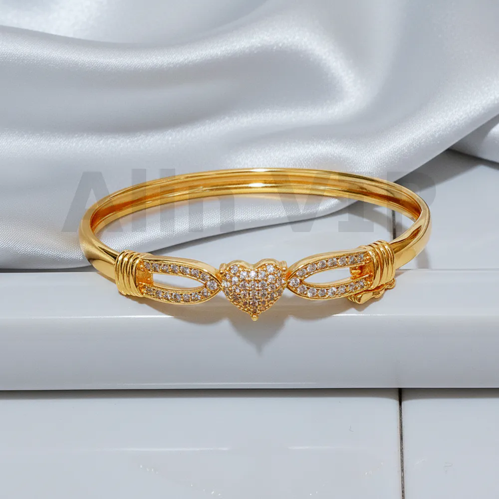 Gelang Bangle Gold Hati Permata Ornamen Alin VIP GLB014 realpict