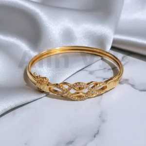 Gelang Bangle Gold Infinity Anyam Permata Alin VIP GLB021 realpict