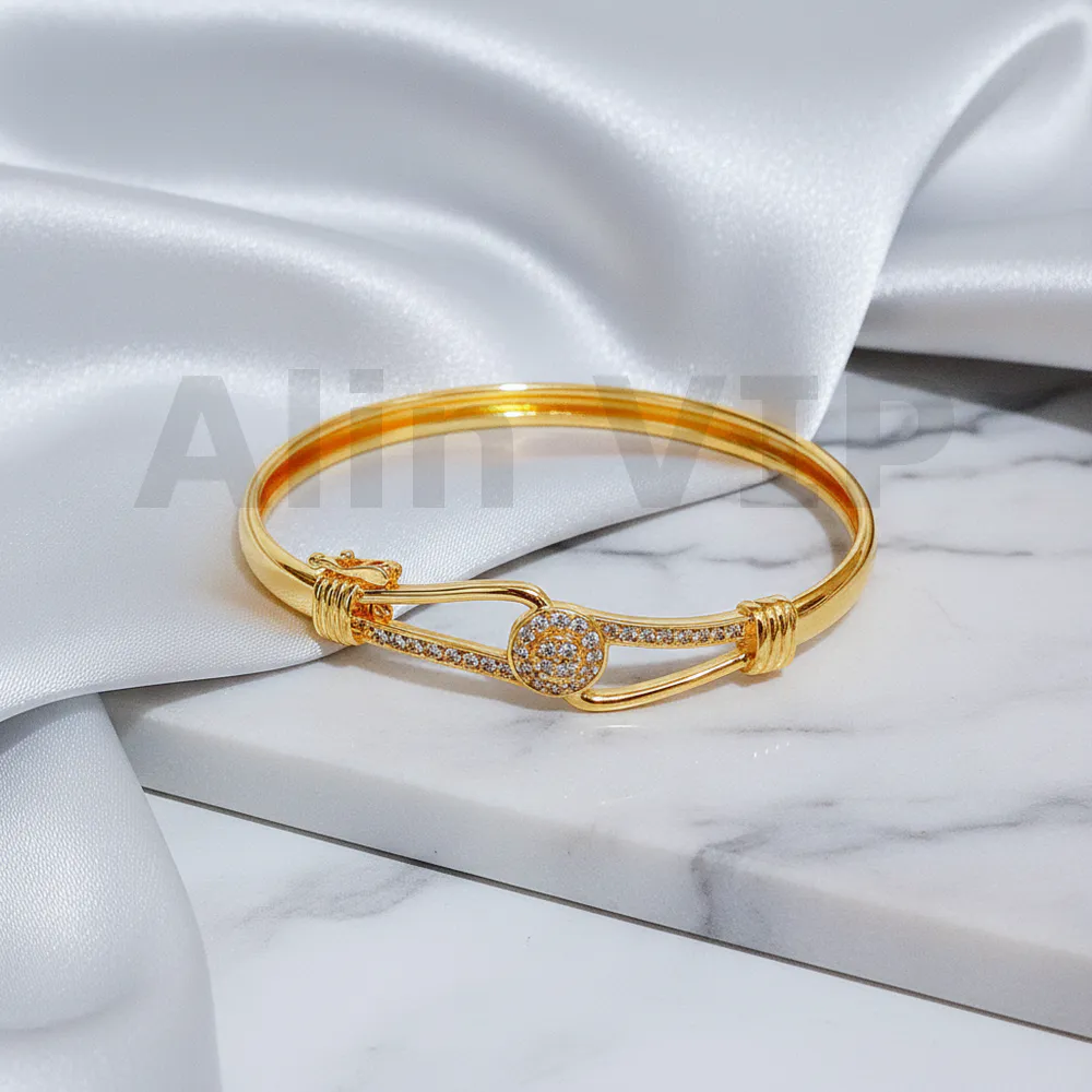 gelang bangle gold infinity bulat permata glb008 alin vip