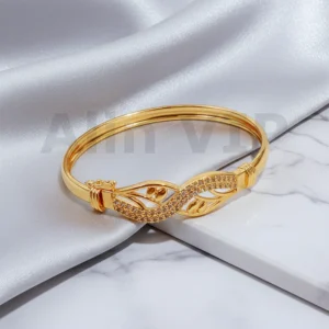 Gelang Bangle Gold Infinity Daun Permata Alin VIP GLB048 realpict