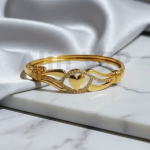 Gelang Bangle Gold Infinity Hati Polos Alin VIP GLB030 realpict