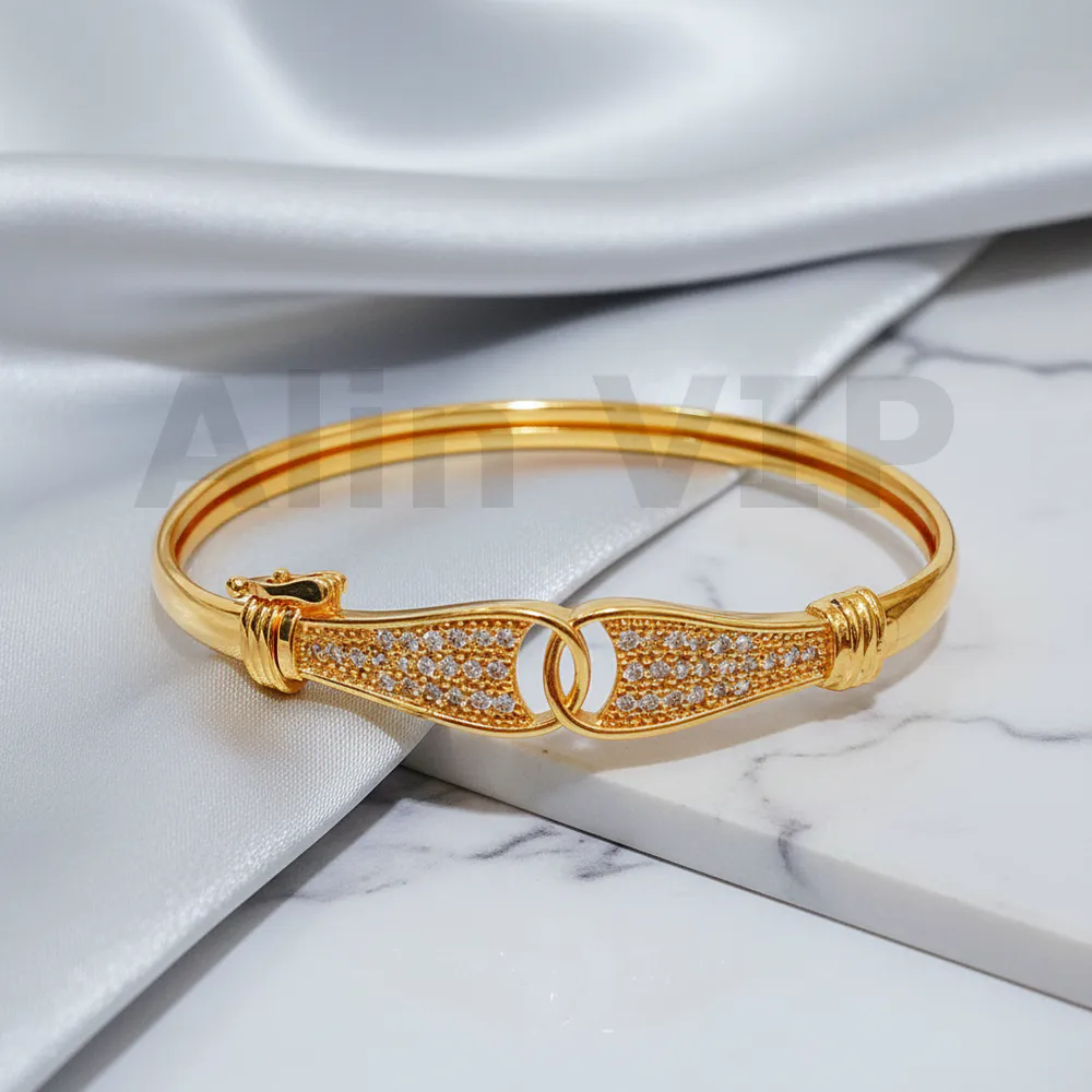 Gelang Bangle Gold Kait Permata Klasik Alin VIP GLB012 realpict
