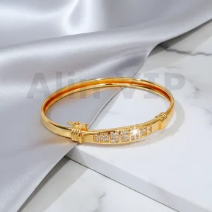 Gelang Bangle Gold Kotak Permata Grid Alin VIP GLB026 realpict