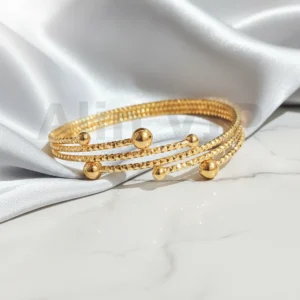 gelang bangle gold tiga bola glossy glb003 alin vip