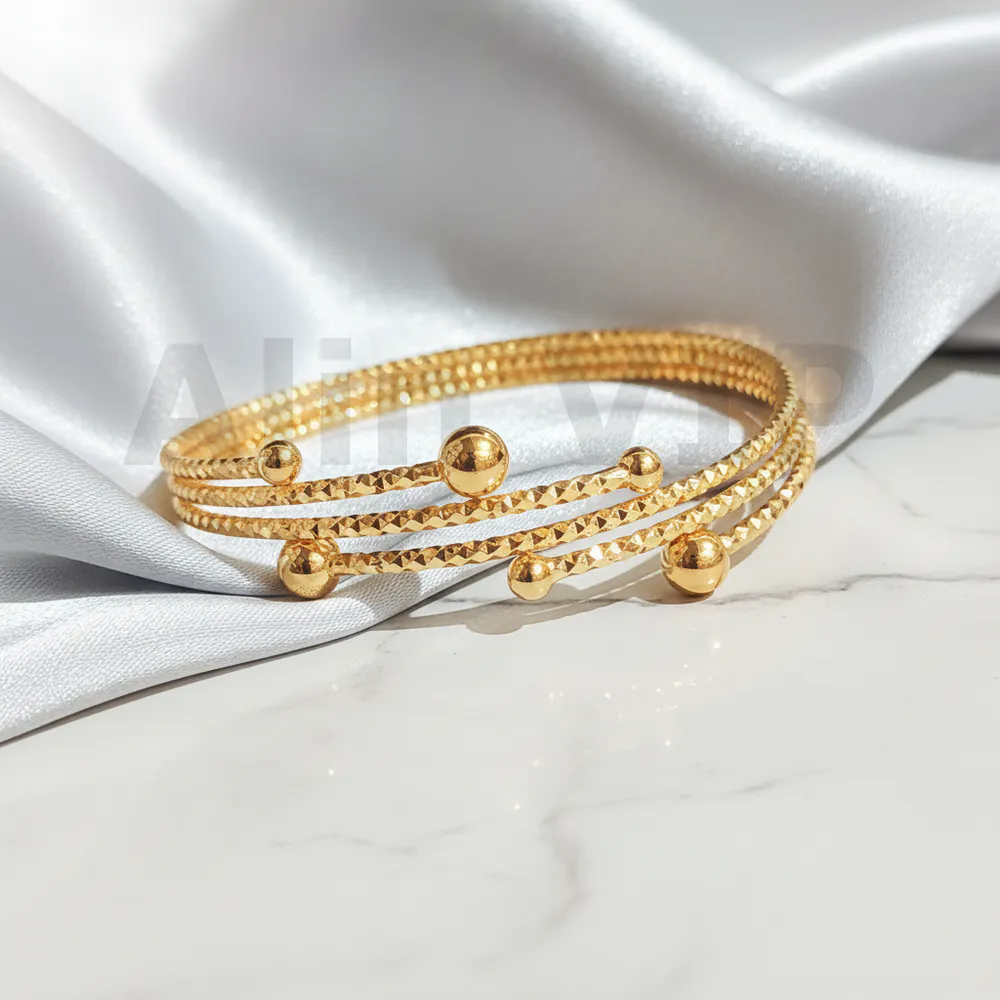 gelang bangle gold tiga bola glossy glb003 alin vip