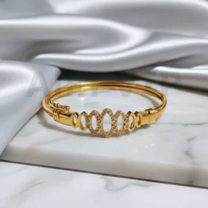 Gelang Bangle Gold Oval Baris Permata Alin VIP GLB025 realpict