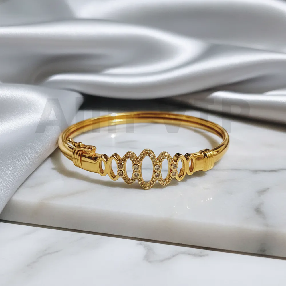 Gelang Bangle Gold Oval Baris Permata Alin VIP GLB025 realpict