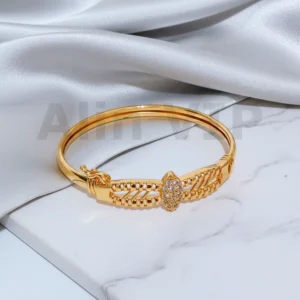 Gelang Bangle Gold Oval Kerawang Permata Alin VIP GLB020 realpict