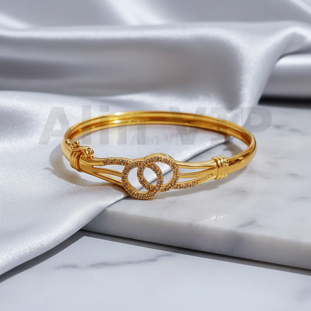 Gelang Bangle Gold Ring Double Permata Alin VIP GLB013 realpict