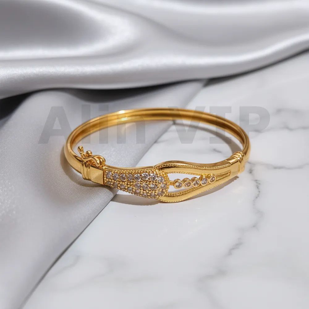 Gelang Bangle Gold Tetes Permata Kerawang Alin VIP GLB023 realpict