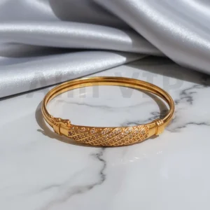Gelang Bangle Gold Ulir Permata Twist Alin VIP GLB010 realpict