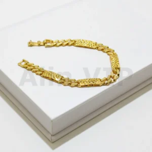 Gelang Gold Rantai Plat Sambung Ukir Estetik Alin VIP GLW032 realpict