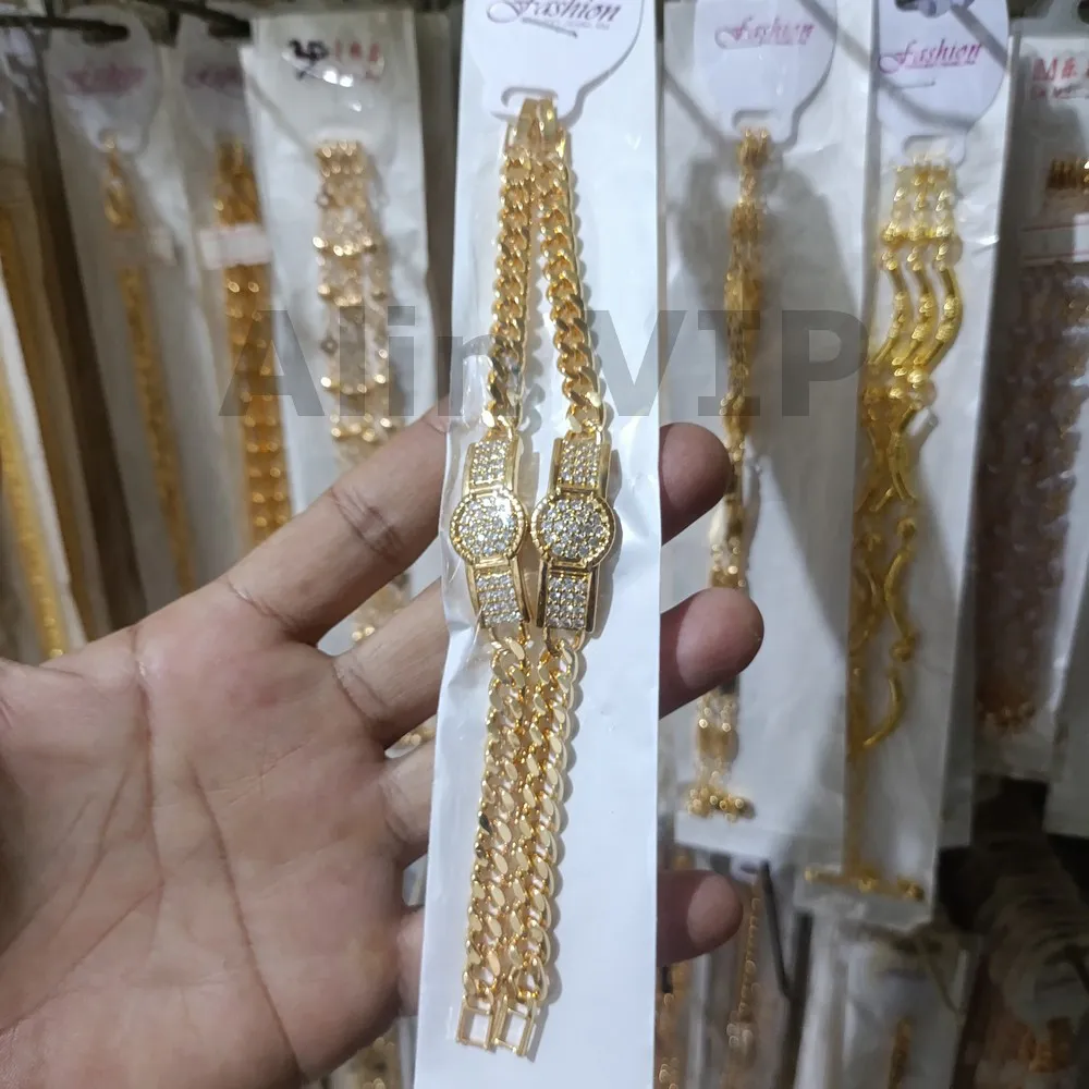 gelang rantai plat permata elegan alin vip glw088
