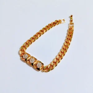 gelang rantai sisik naga titanium gold wanita persegi permata zircon alin vip glw077
