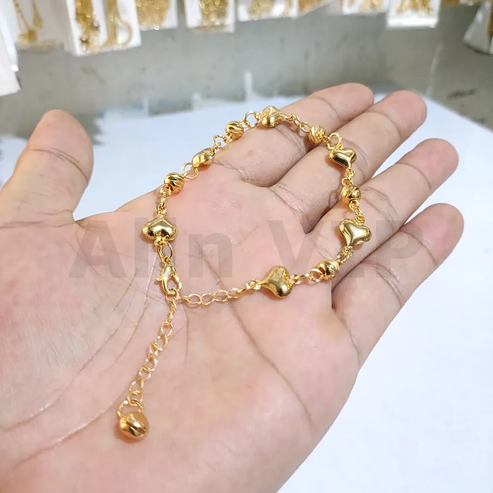 gelang rantai titanium gold muda motif love hati bola alin vip glw001