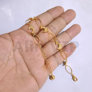gelang rantai titanium wanita motif lumba lumba dolphin lapis emas anti karat alin vip glw049