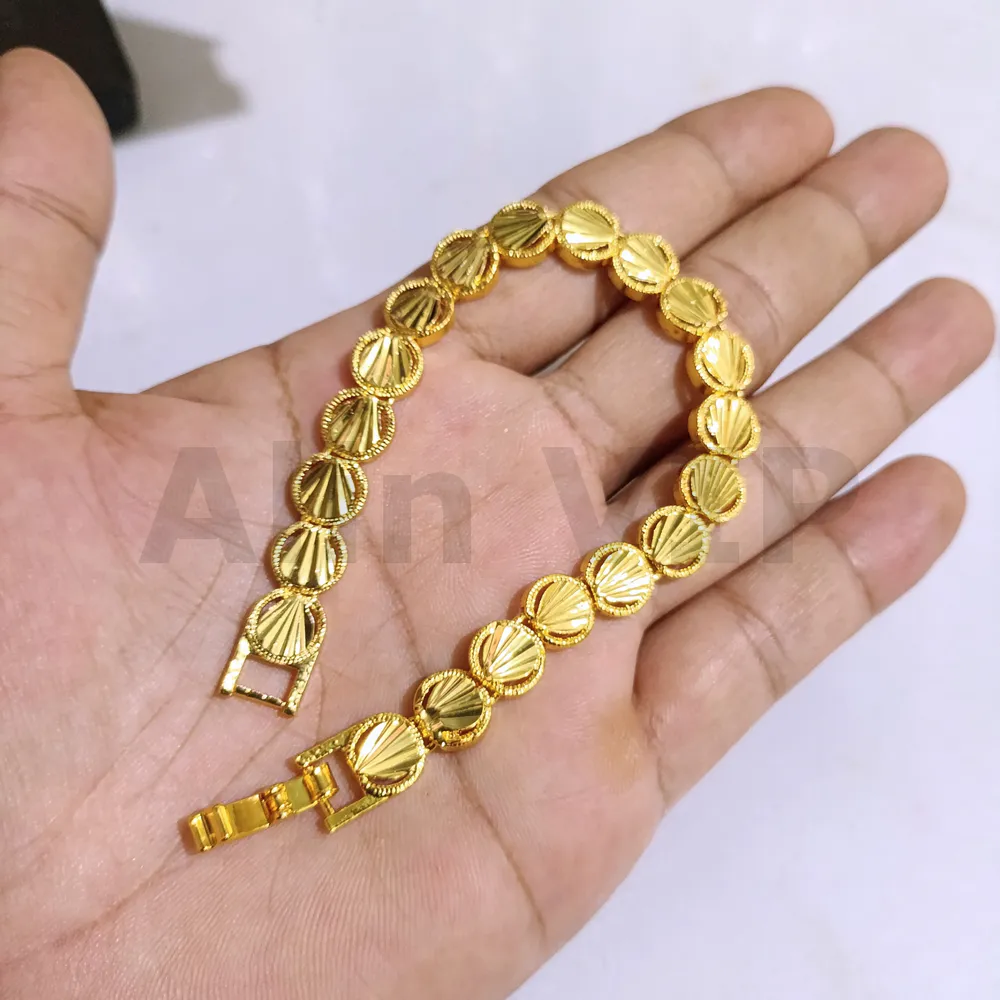 gelang rantai titanium wanita plat lapis emas mewah korea anti karat alin vip glw128