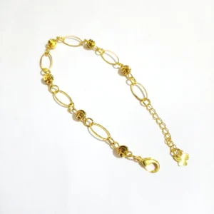 gelang tangan rantai oval bola garis titanium lapis gold wanita alin vip glw054