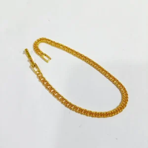 gelang titanium sisik naga gold 4mm kunci lipat anti karat 18cm alin vip glw147