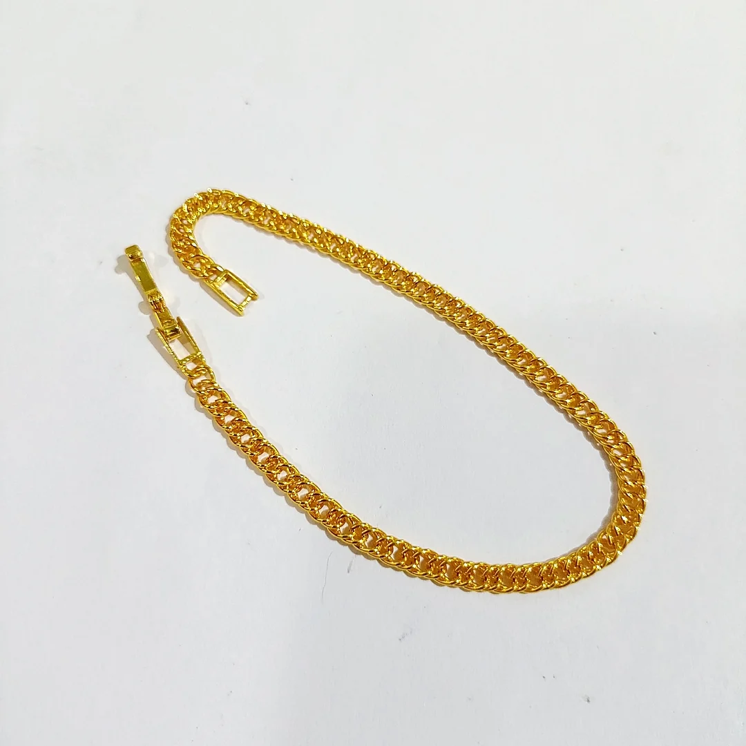 gelang titanium sisik naga gold 4mm kunci lipat anti karat 18cm alin vip glw147