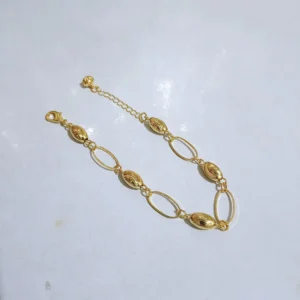 gelang titanium wanita gold rantai oval biji lada ukir anti karat alin vip glw107