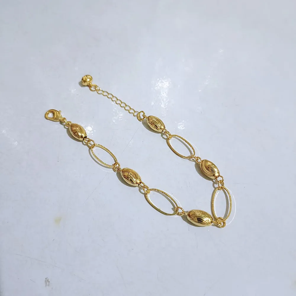 gelang titanium wanita gold rantai oval biji lada ukir anti karat alin vip glw107