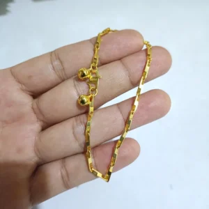 gelang titanium wanita gold rantai padi lonceng 18cm anti karat alin vip glw143