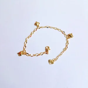 gelang titanium wanita gold rantai pecah kopi figaro bandul love hati anti karat alin vip glw002