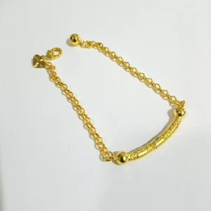 gelang titanium wanita gold rantai ring bambu ukir anti karat alin vip glw132