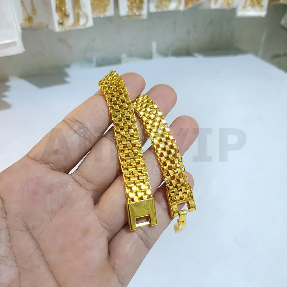 gelang titanium wanita warna gold rantai jam catur alin vip glw010
