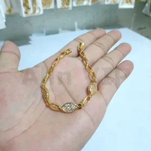 gelang wanita gold motif daun mata zircon titanium alin vip glw003