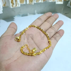 gelang wanita gold rantai nori kaca polos mengkilap titanium alin vip glw006