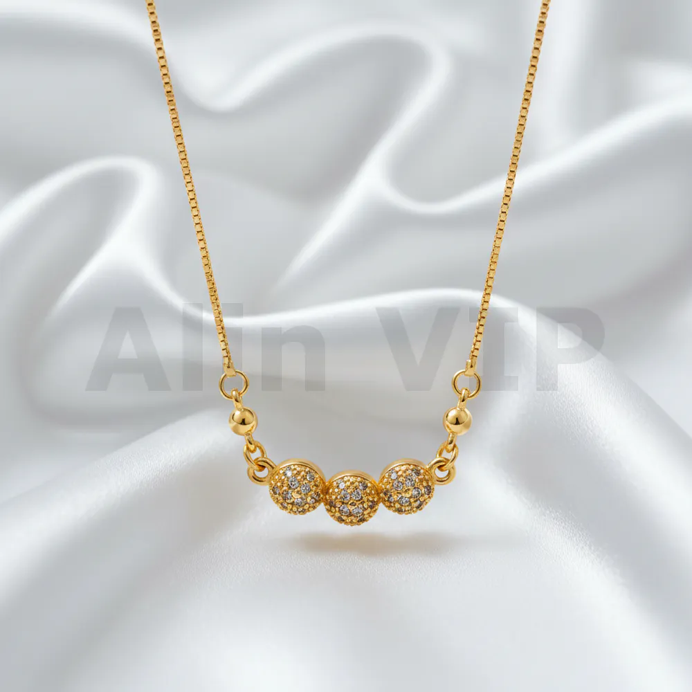 kalung anak gold rantai itali liontin 3 bola kla003 alin vip