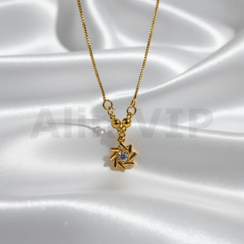 kalung anak gold rantai itali liontin bintang zircon kla008 alin vip