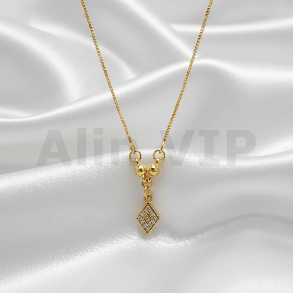 kalung anak gold rantai itali liontin diamond shape kla005 alin vip