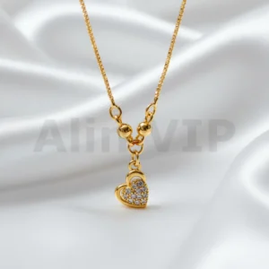 kalung anak gold rantai itali liontin hati kristal kla004 alin vip
