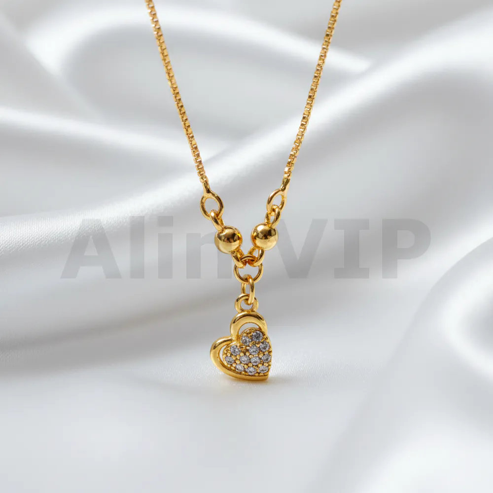 kalung anak gold rantai itali liontin hati kristal kla004 alin vip