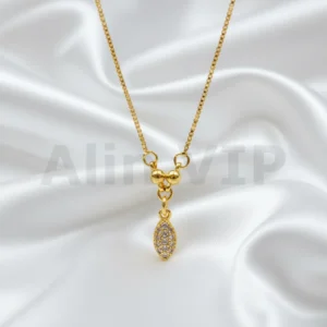 kalung anak gold rantai itali liontin oval zircon kla012 alin vip