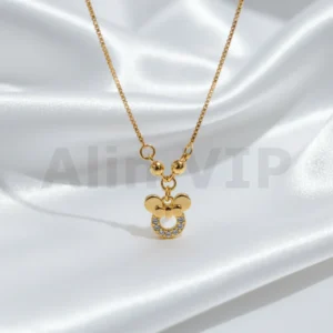 Kalung Anak Gold Rantai Italia Liontin Pita Permata Alin VIP KLA025 realpict