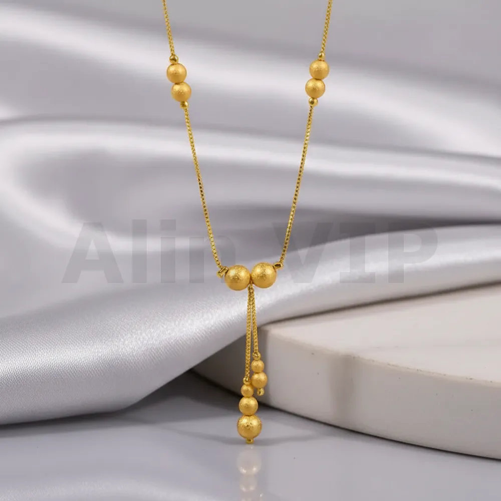 kalung gold liontin juntai bola pasir klasik klw098 alin vip