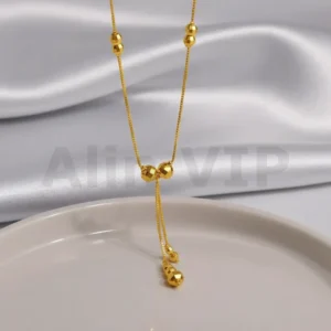 kalung gold liontin juntai bola segi kristal klw101 alin vip